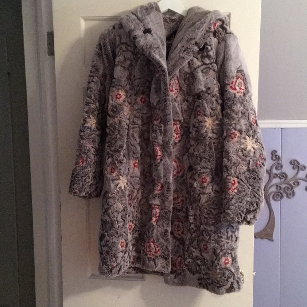 Johnny Was faux fur hooded coat.